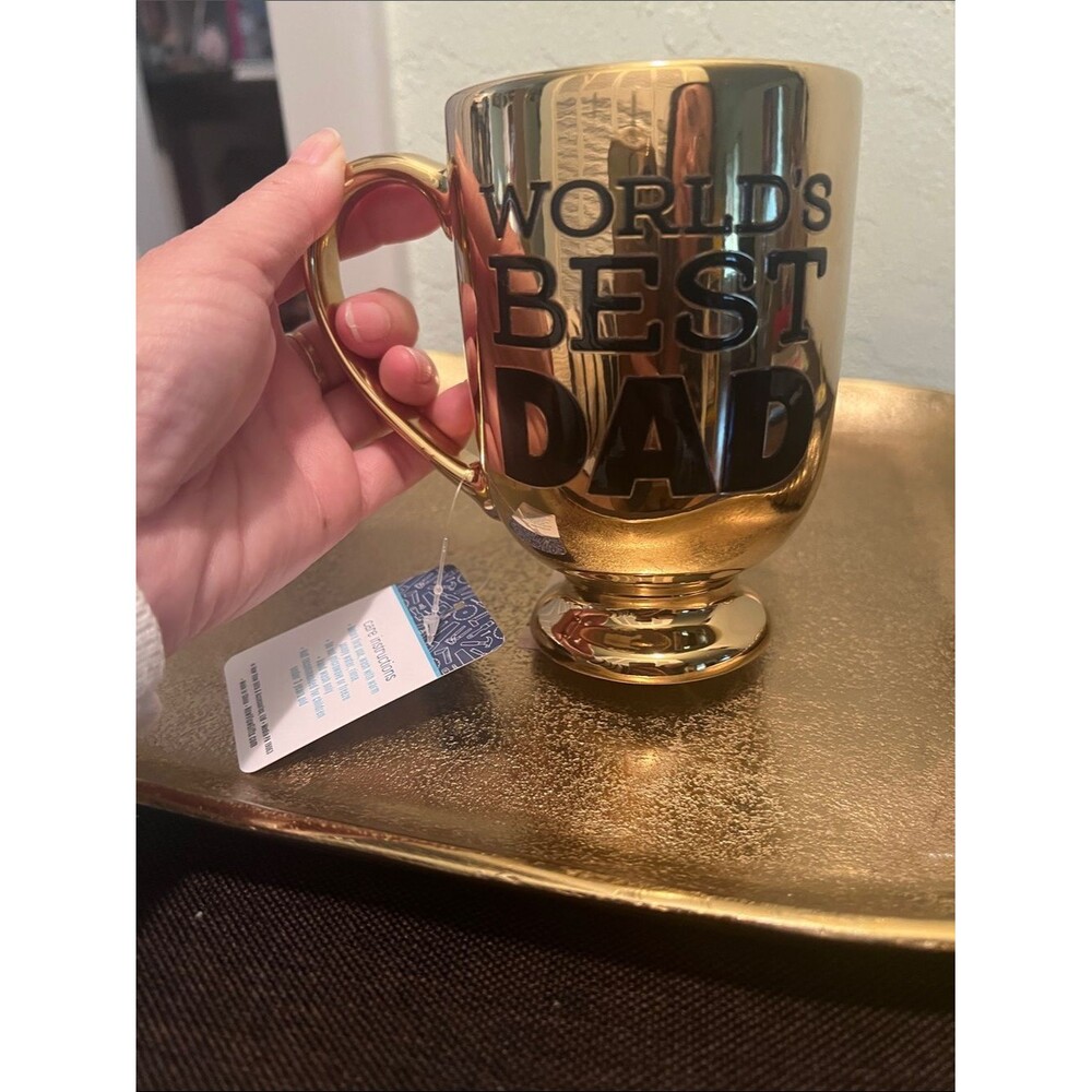 #2108**”4X5”World's Best Dad Gold Ceramic Mug - Gift Beverage Cup
